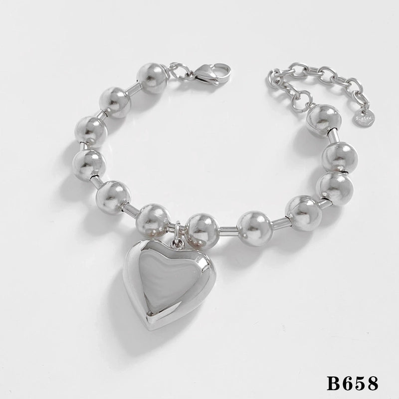 Vacation Modern Style Pentagram Round Heart Shape 304 Stainless Steel 16K Gold Plated White Gold Plated Gold Plated Plating Bracelets Necklace