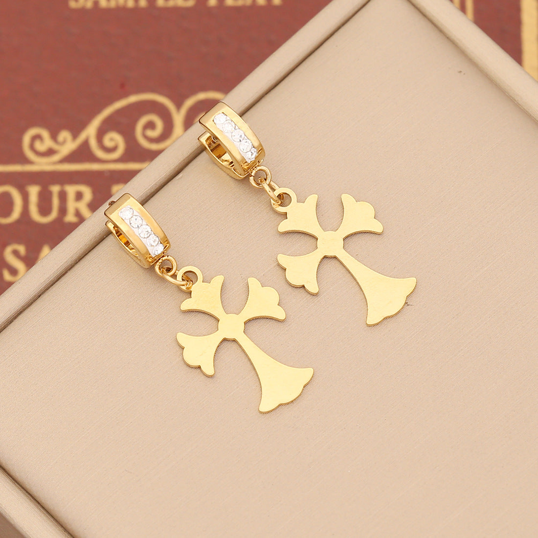 Expressive Cross Stainless Steel Electroplating Earrings