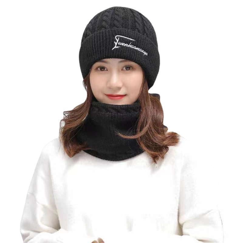 New Hat Women's Hat Warm Fleece-lined Wool Hat Cycling Cold-proof Hat Wind-proof Hat Outdoor Winter Knitted Hat