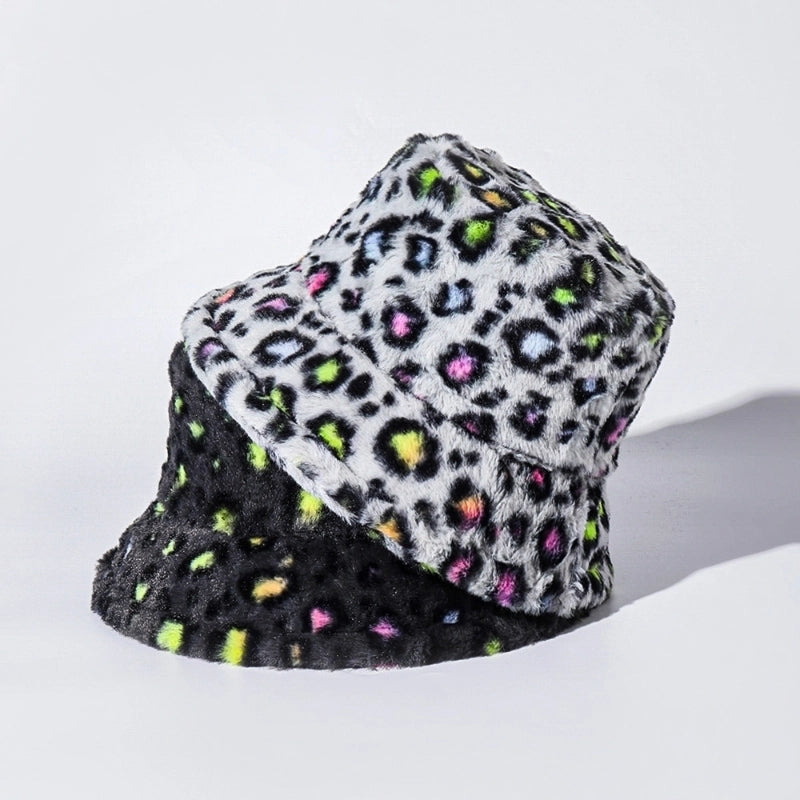 Unisex Basic Retro Classic Style Leopard Wide Eaves Bucket Hat