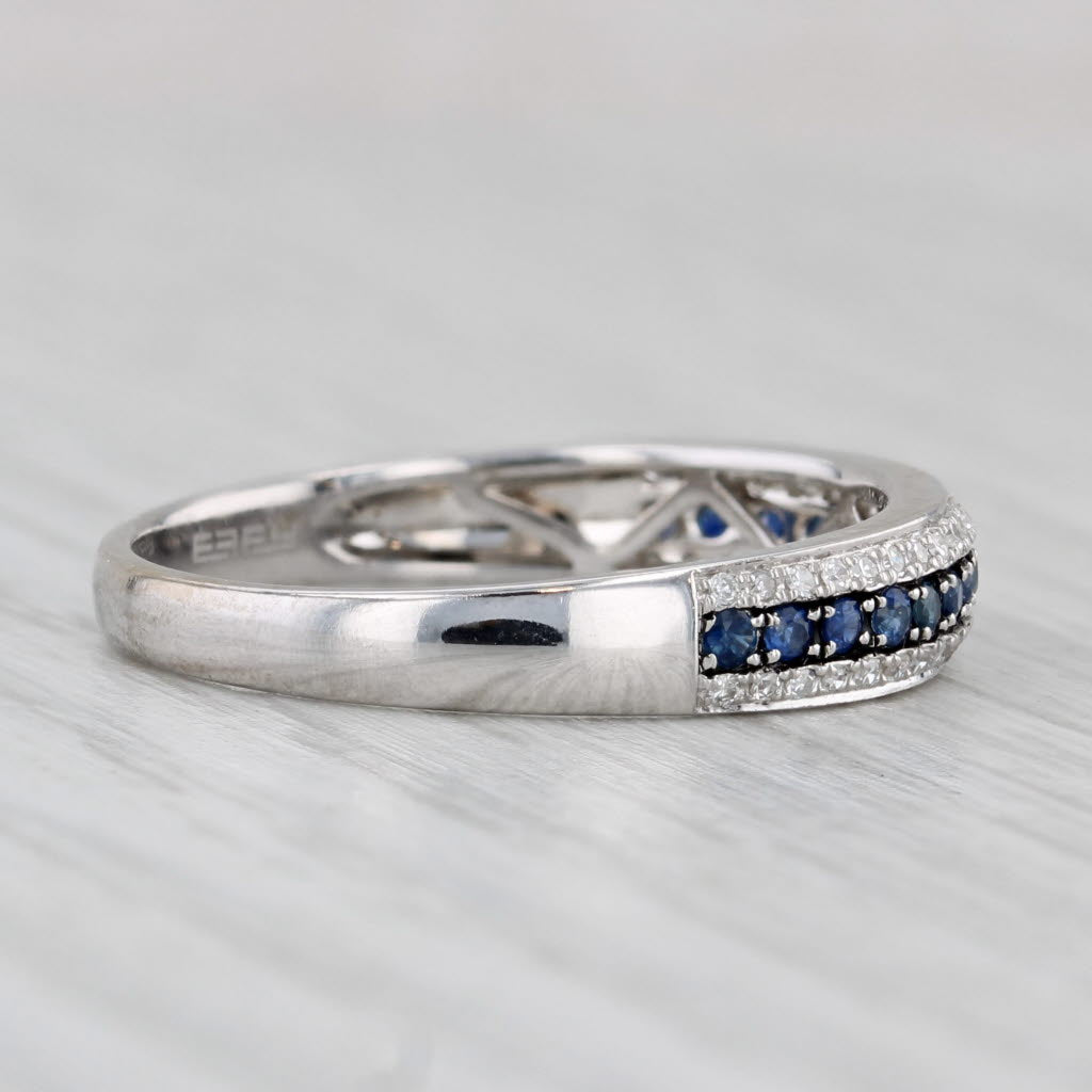 Effy 0.41ctw Sapphire Diamond Ring 14k White Gold Wedding Band Sz 9.25 Stackable