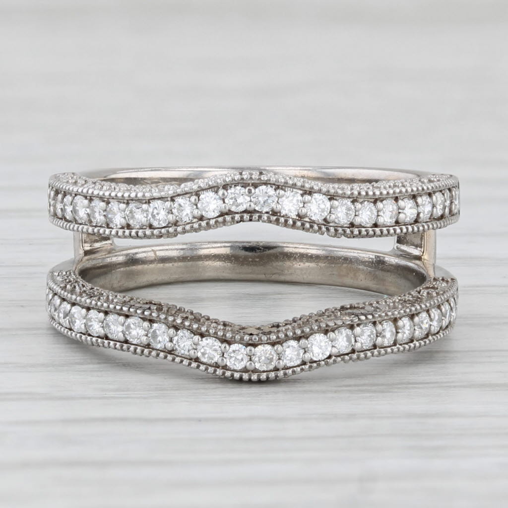 0.47ctw Diamond Ring Jacket Enhancer Guard 14k White Gold Size 7.5 Wedding Band