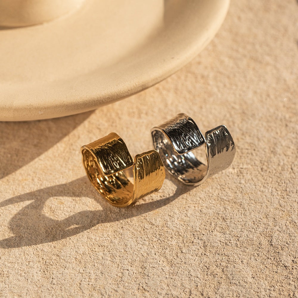 Women  Geometric Stainless Steel 18K Gold Plated Rings