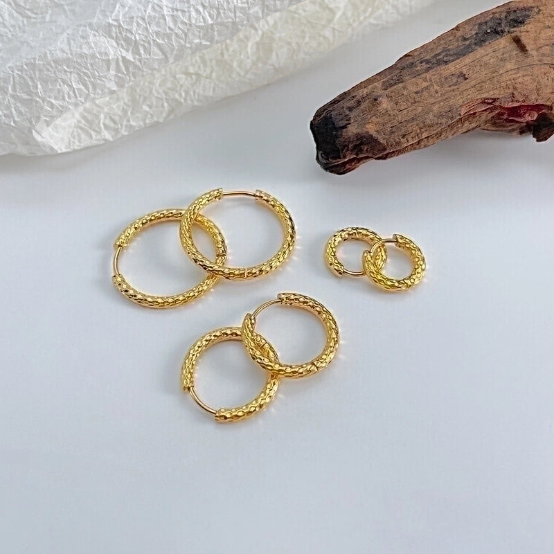 1 Pair Minimalist Classic Style Circle Patchwork 304 Stainless Steel Hoop Earrings