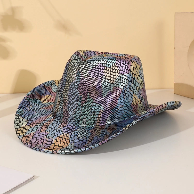 Women's Hip-Hop Japanese Style Cowboy Style Snakeskin Big Eaves Wide Eaves Fedora Hat