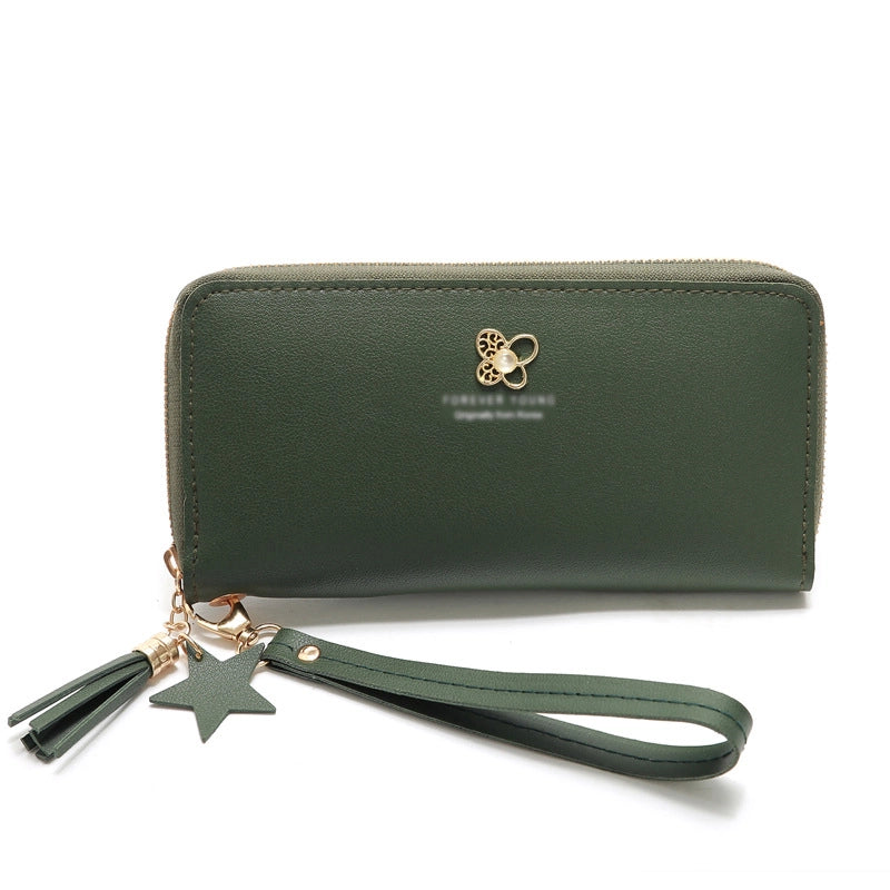 Korean Mid-length Four-leaf Zipper Multi-card Wallet