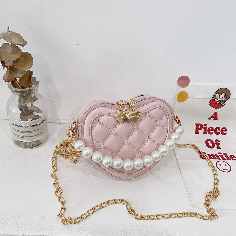Lingge Pearl Chain Children's Bag Fashion One-shoulder Messenger Bag Coin Purse