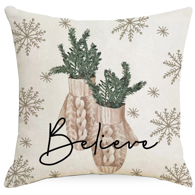 Christmas Snowflake Pillow Case Deer Printing Home Cushion Cover Sofa Pillow