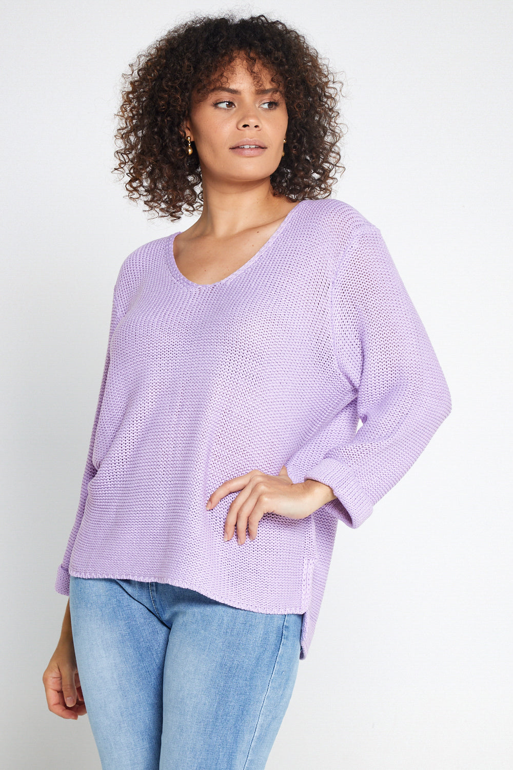 Emmy Cotton Knit Jumper - Lilac