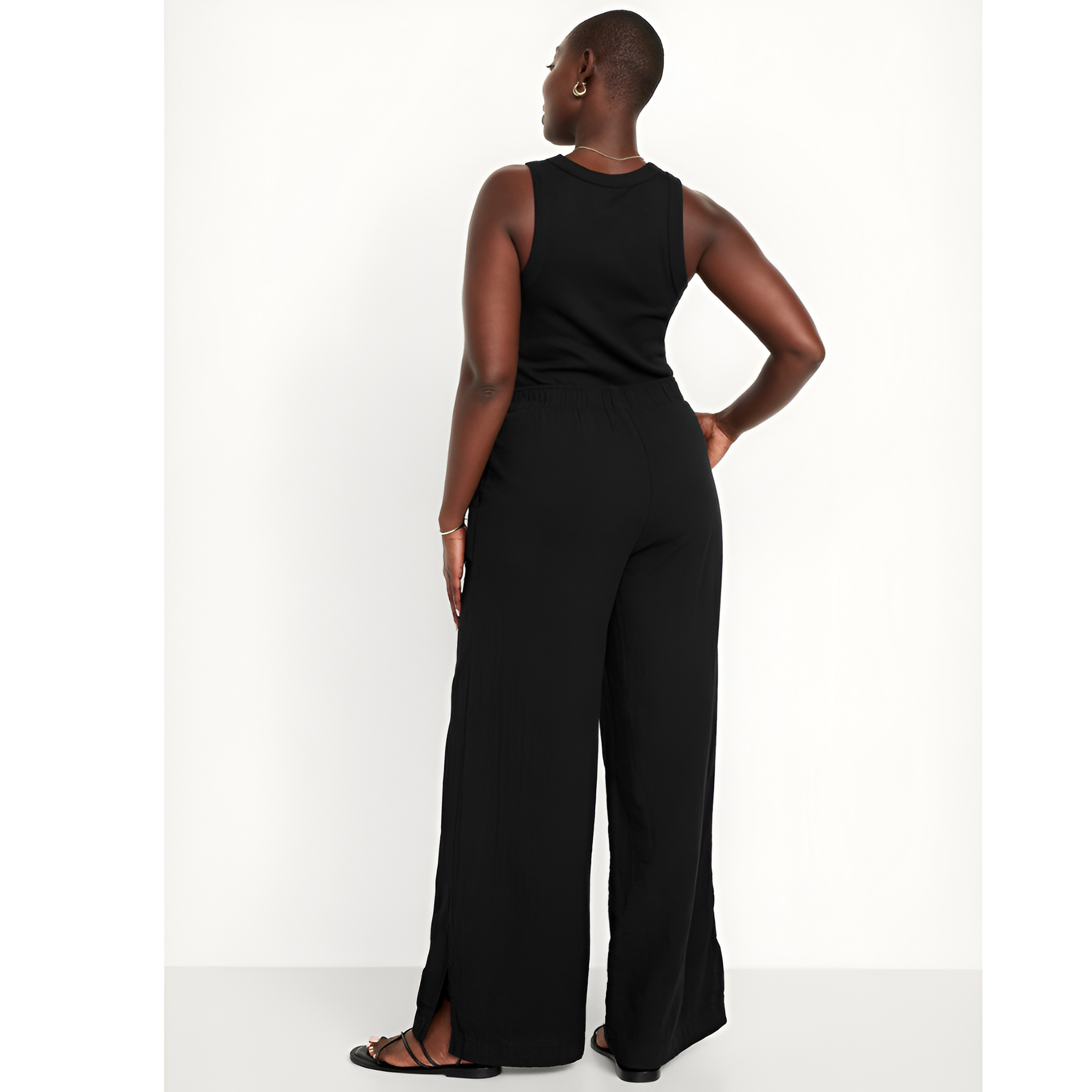High Rise Crinkle Gauze Super Wide Pants