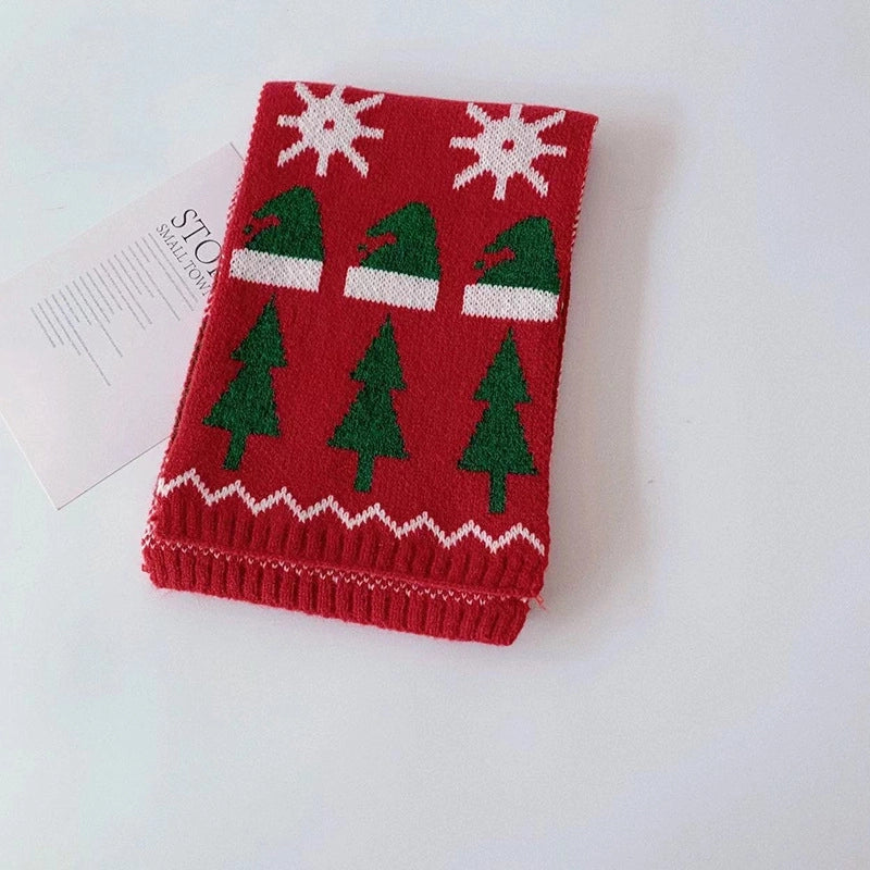 Red Elk Children's Knitted Scarf Winter Christmas Gift Student Warm Neck Set Baby's Wool Neck