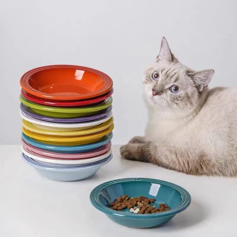 Color ceramic 6-inch pre meal tray. cat tray. dog tray. cervical spine protection. anti blackening chin. drinking water tray