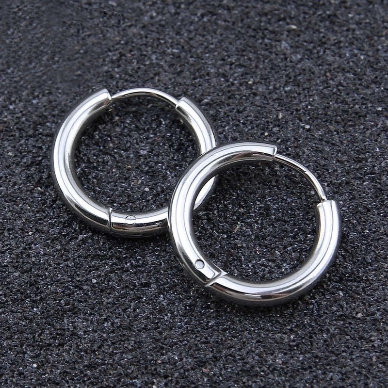Minimalist Round Stainless Steel Hoop Earrings 1 Piece