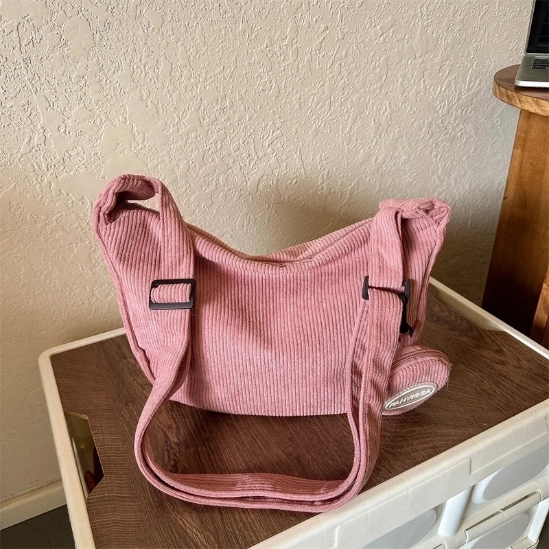 Women's All Seasons Canvas Solid Color Vintage Style Square Zipper Shoulder Bag