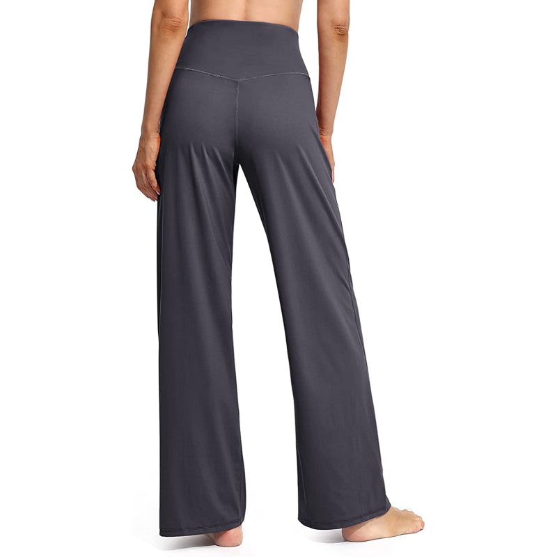 Women Wide Leg Yoga Pants High Waist Stretch Workout Sweatpants With Pockets Casual Straight Leg Pants