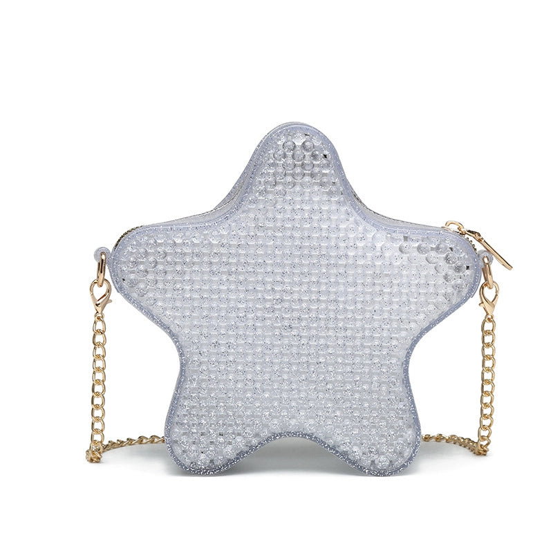 Women's Medium PVC Star Cute Zipper Jelly Bag
