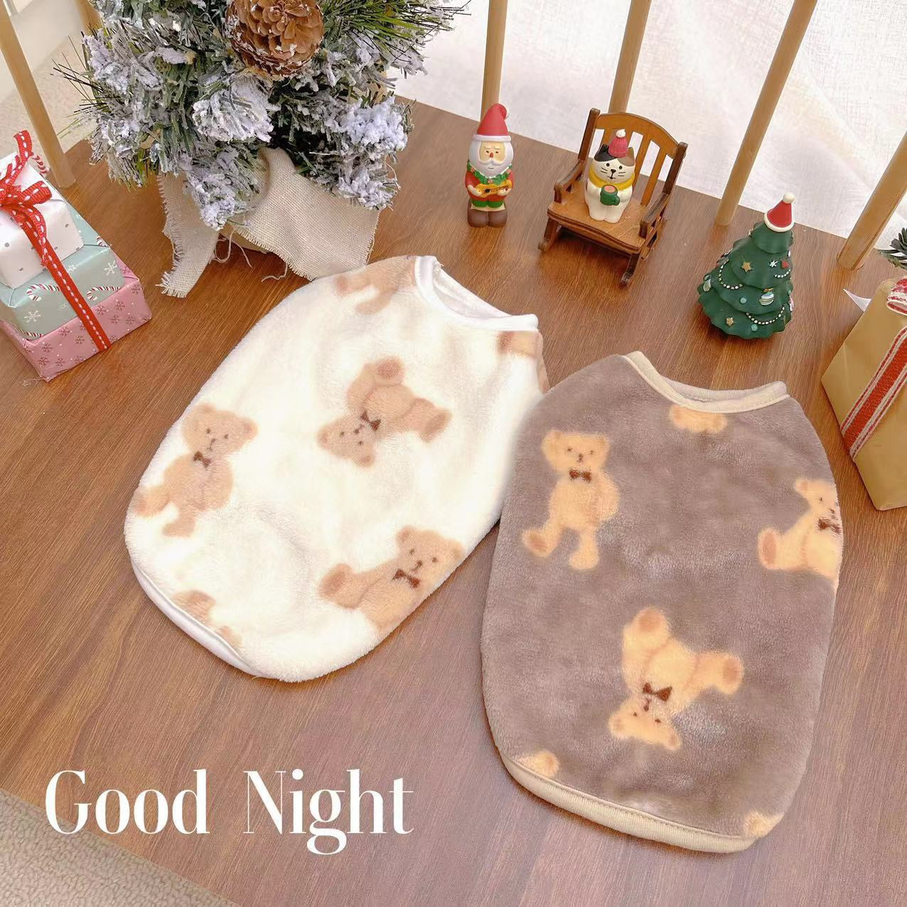 Bear Printed Fleece Dog Jumpsuits/Vest