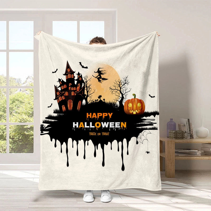 Halloween Cute Pumpkin Letter Bat Polyester Blanket Couch & Sofa Decor