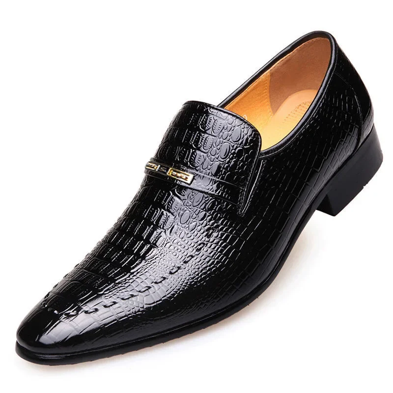 Gamechancemagic flats Mens PU Leather Shoes Luxury Crocodile Pattern Men Business Dress Shoes Casual Social Shoe Male Wedding Footwear Zapatos Hombre