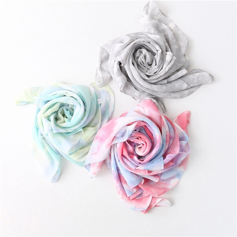 Women's Minimalist Tie Dye Chiffon Scarf
