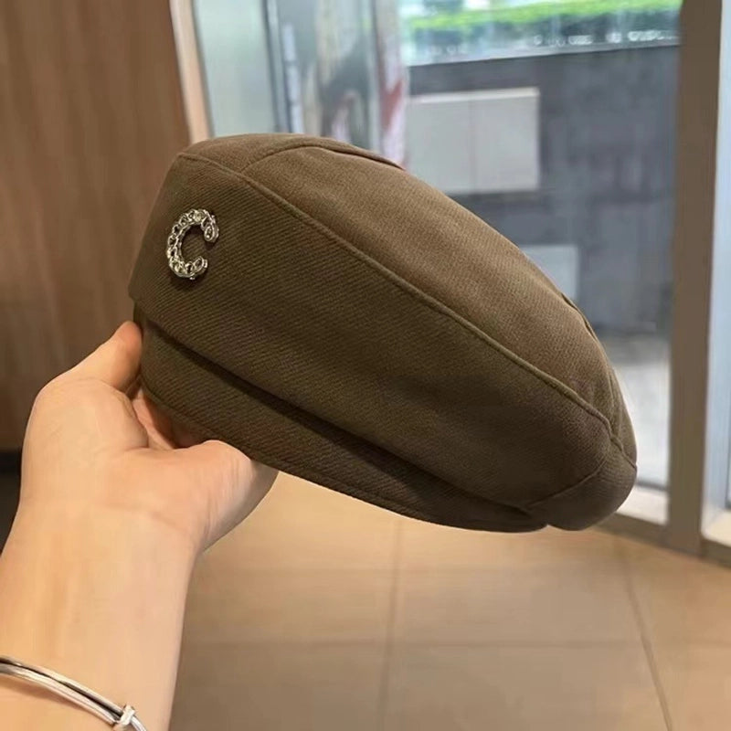 Love Beret Love 2025 Women Autumn And Winter New Woolen Hat Big Head Circumference Face Small