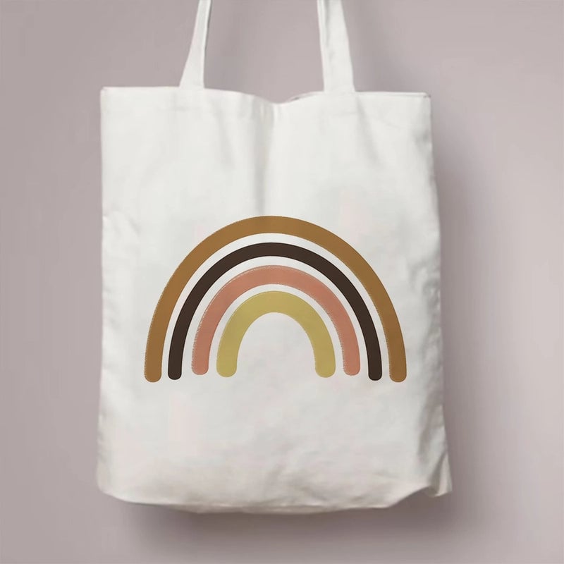 Women's Canvas Rainbow Red Heart Cute Square Open Canvas Bag