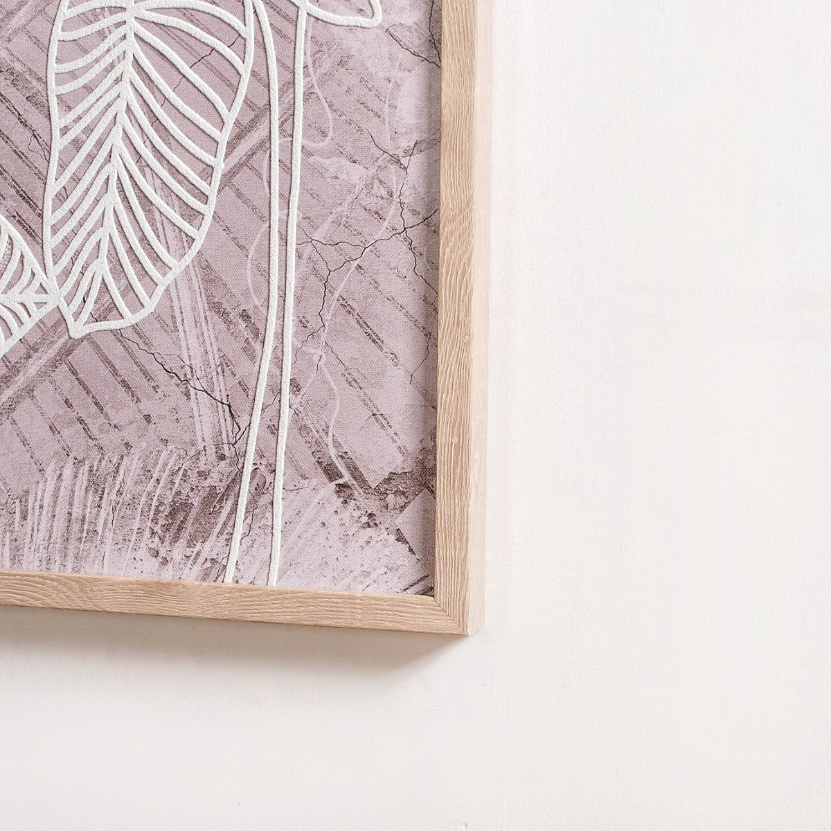 Emboss Leaf Printed Canvas Wall Art 27x19 Inch