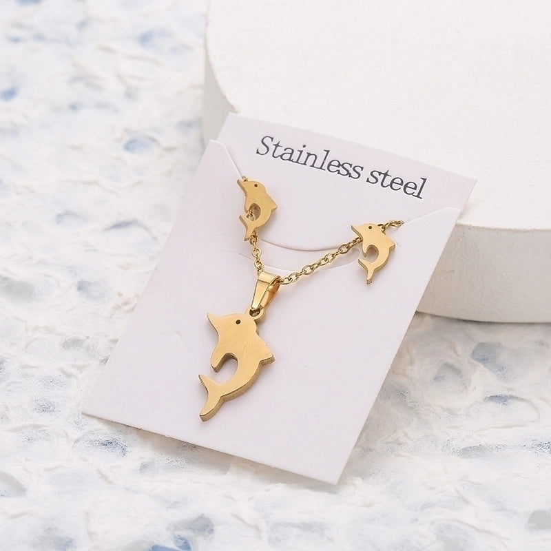 5 Pieces 2 Pieces Minimalist Star Cat Butterfly Stainless Steel Women's Jewelry Set