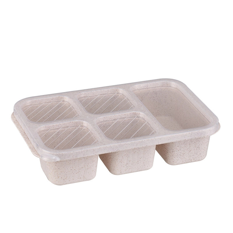 Wheat Straw Lunch Box Lunch Box Five-grid Lunch Box With Lid Snack Box Fresh-keeping Snack Dish Snack Snack Box