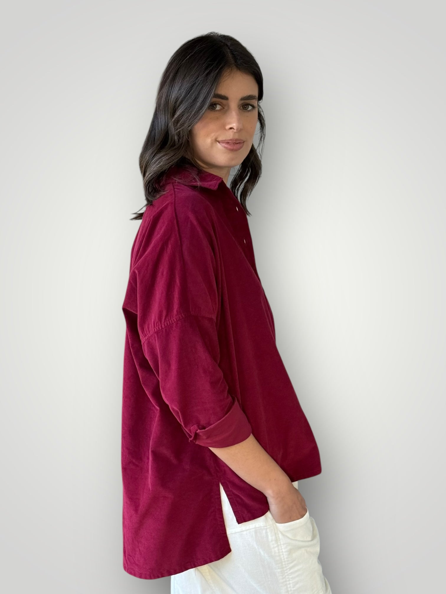 rosie shirt - merlot cord