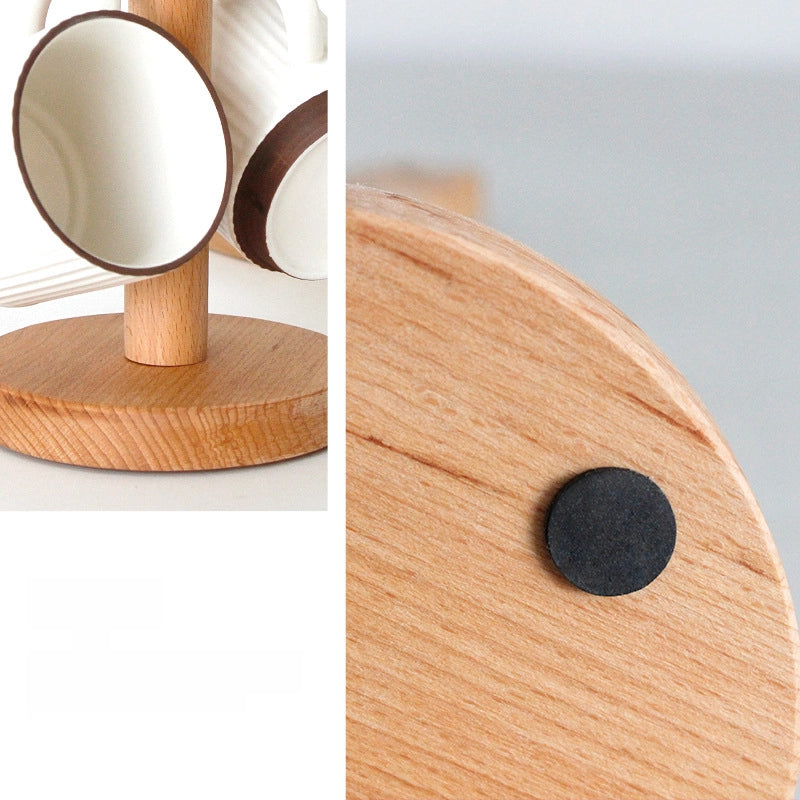 Wooden Six-claw Cup Holder Creative Beech Cup Drain Hanger Household Water Cup Mug Storage Rack