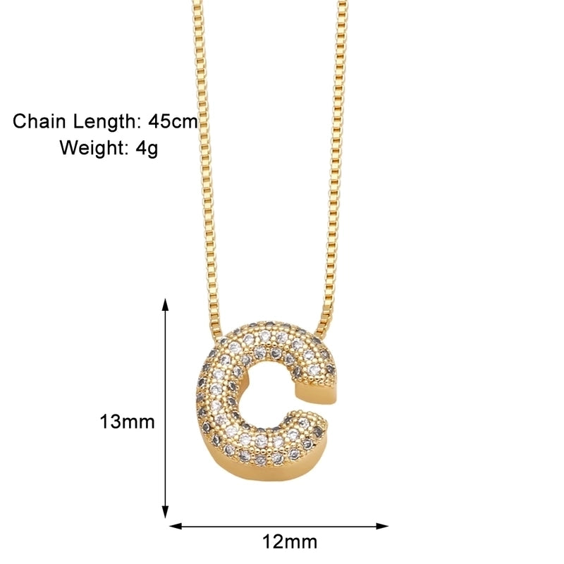Copper 18K Gold Plated Modern Style Minimalist Plating Inlay Letter Zircon Pendant Necklace