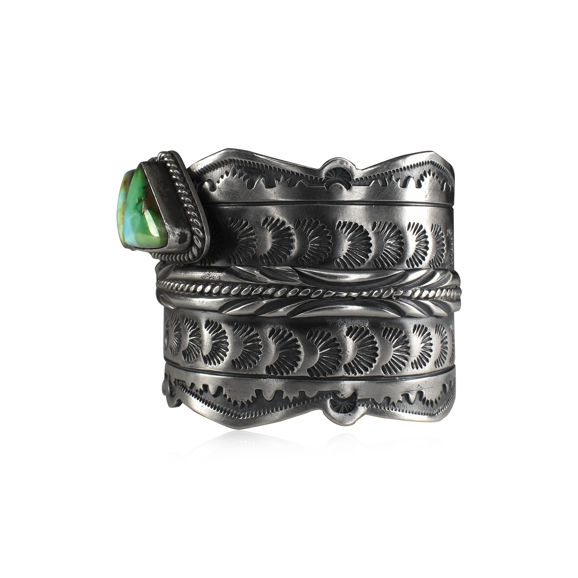 Dry Creek  Three Stone Stamped & Tooled Cuff