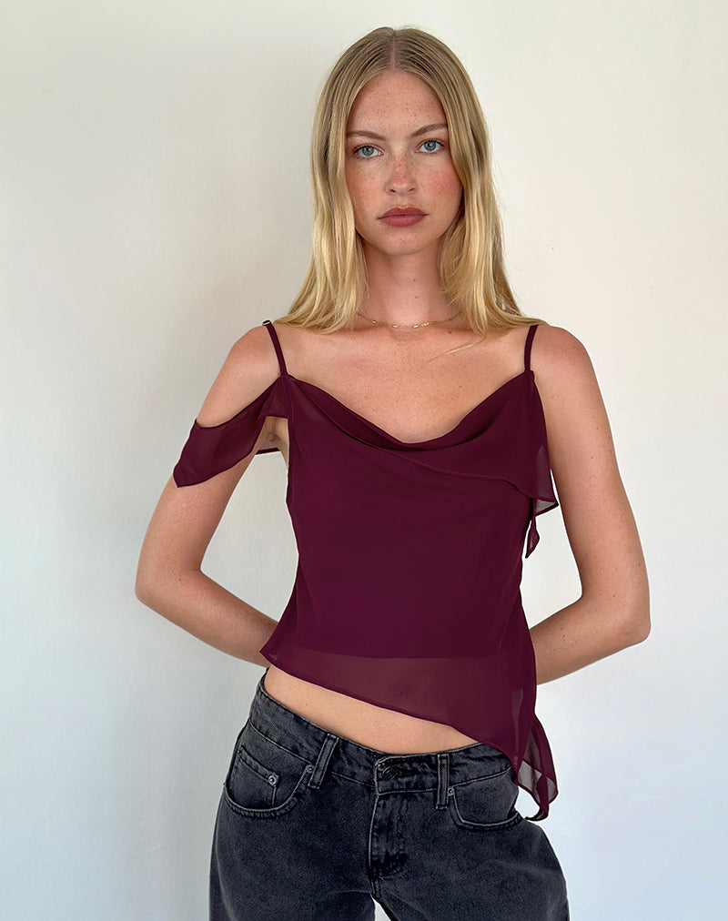 Davila Top in Chiffon Burgundy