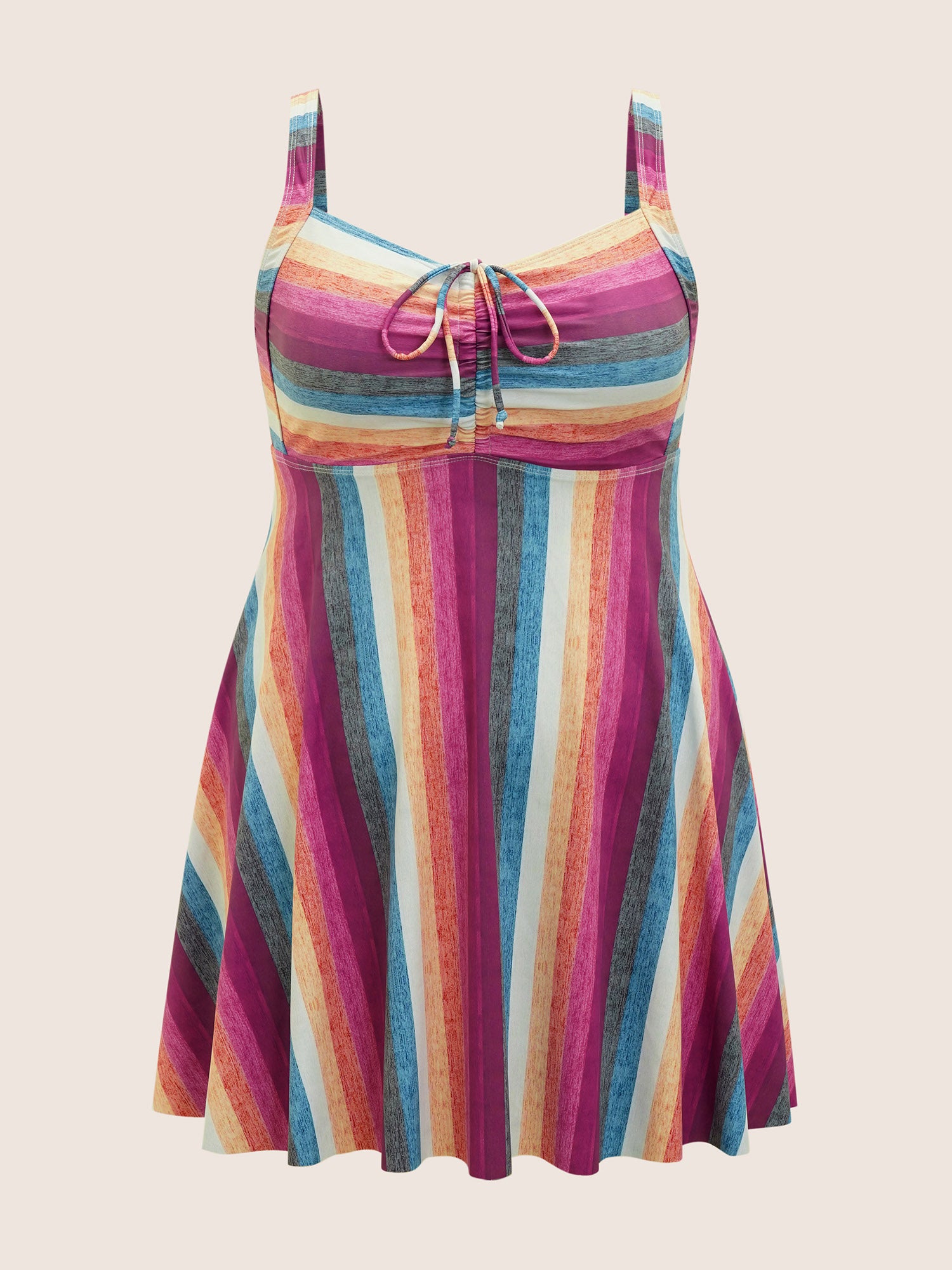 Contrast Striped Tie Knot Swim Dress