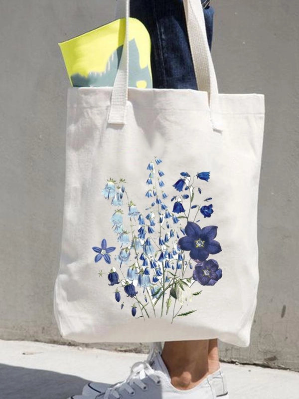Women's Printed Shopping Bag Casual Shopping Handbag Women's Shoulder Bag Large Capacity New Artistic Fresh Women's Bag