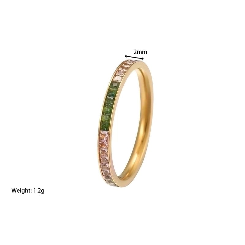 Minimalist Round 304 Stainless Steel Zircon White Gold Plated Gold Plated Plating Inlay Rings