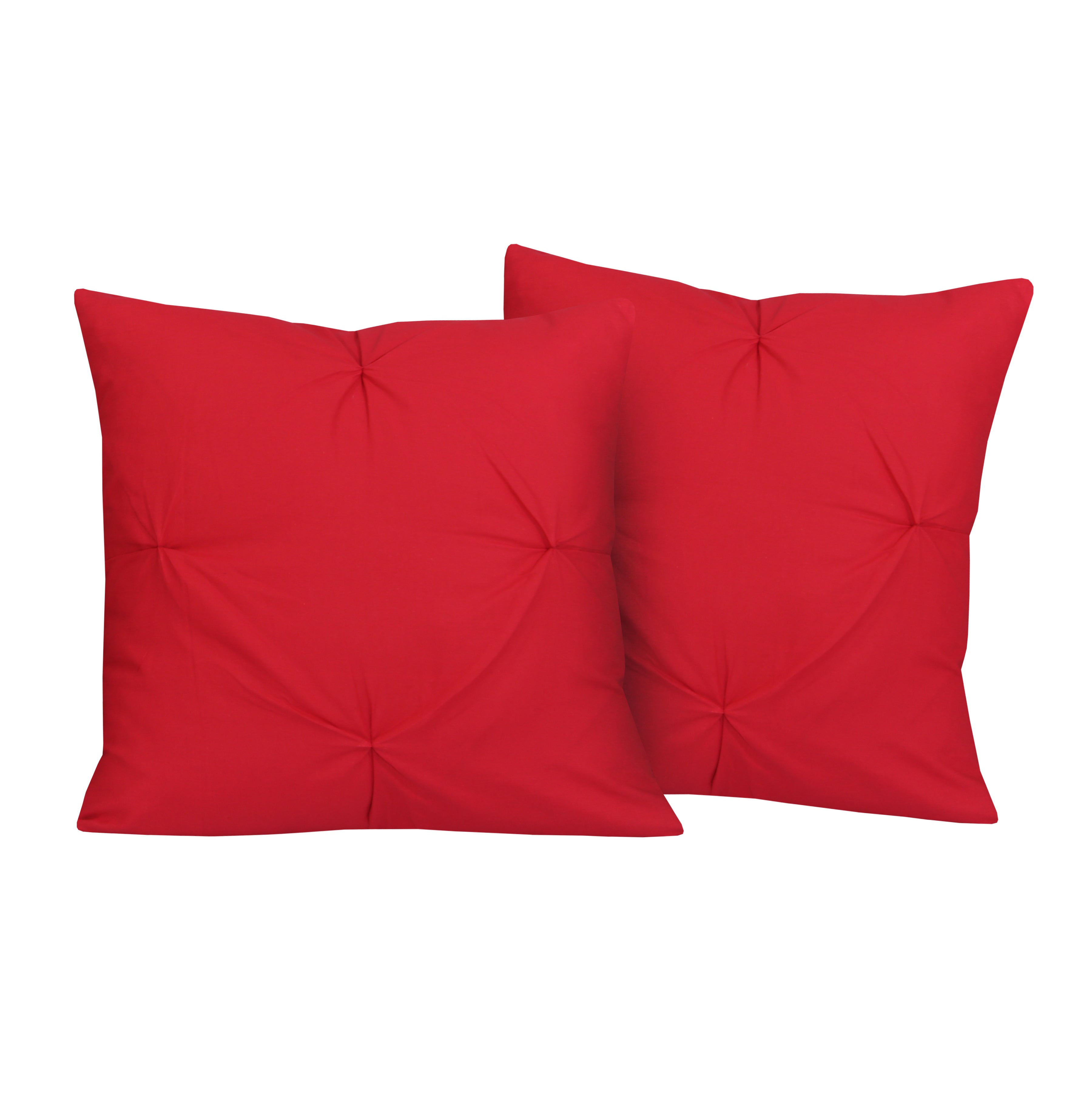 Bright Red Pin Tuck-Cushion Covers Pack of Two