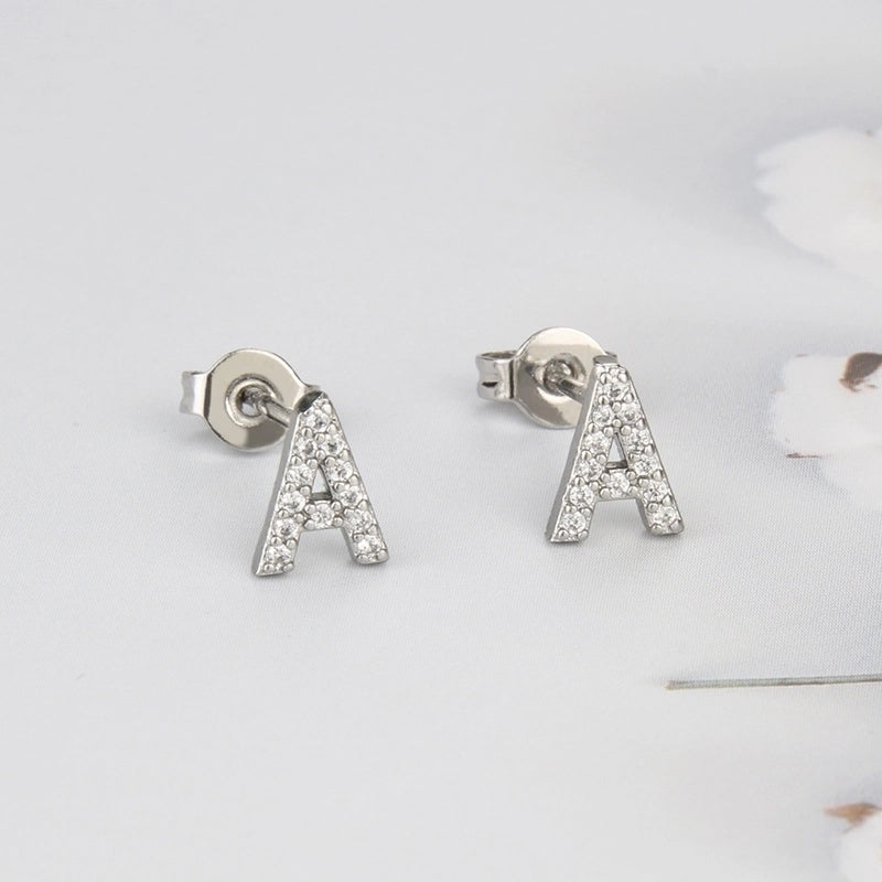 1 Pair Fashion Letter Inlay Copper Zircon Gold Plated Ear Studs