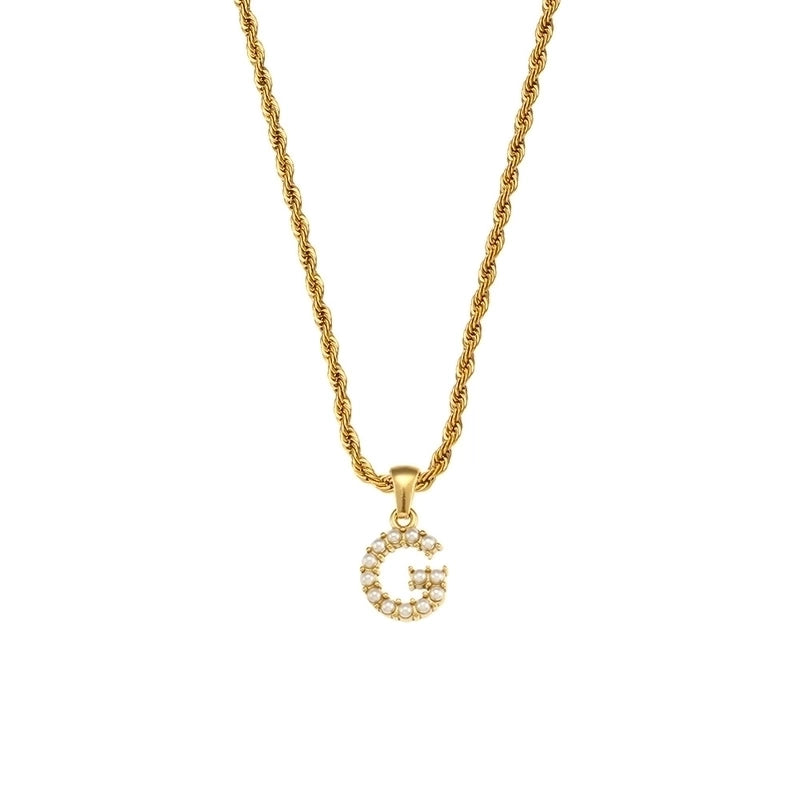 Fashion Letter 304 Stainless Steel Pearl 18K Gold Plated Plating Inlay Pendant Necklace