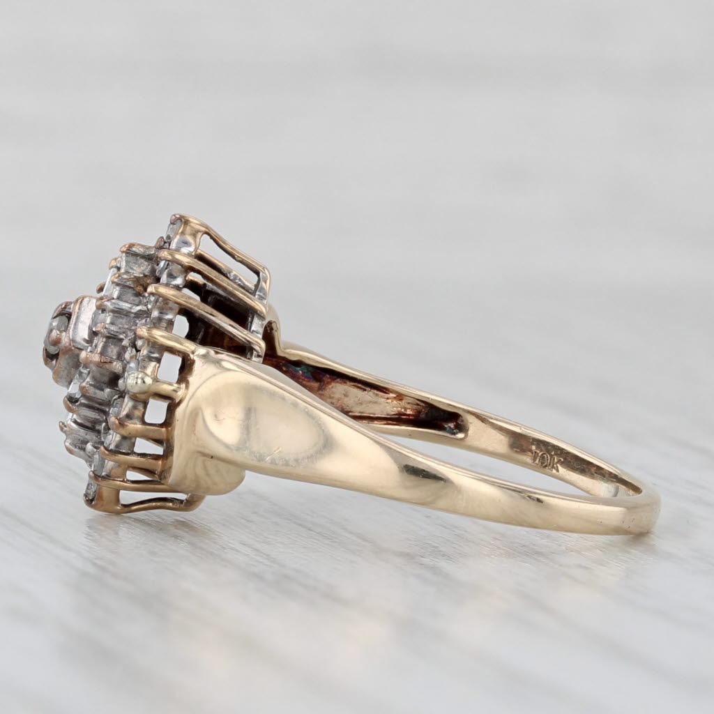 Vintage 0.20ctw Diamond Cluster Engagement Ring 10k Yellow Gold Size 6.75