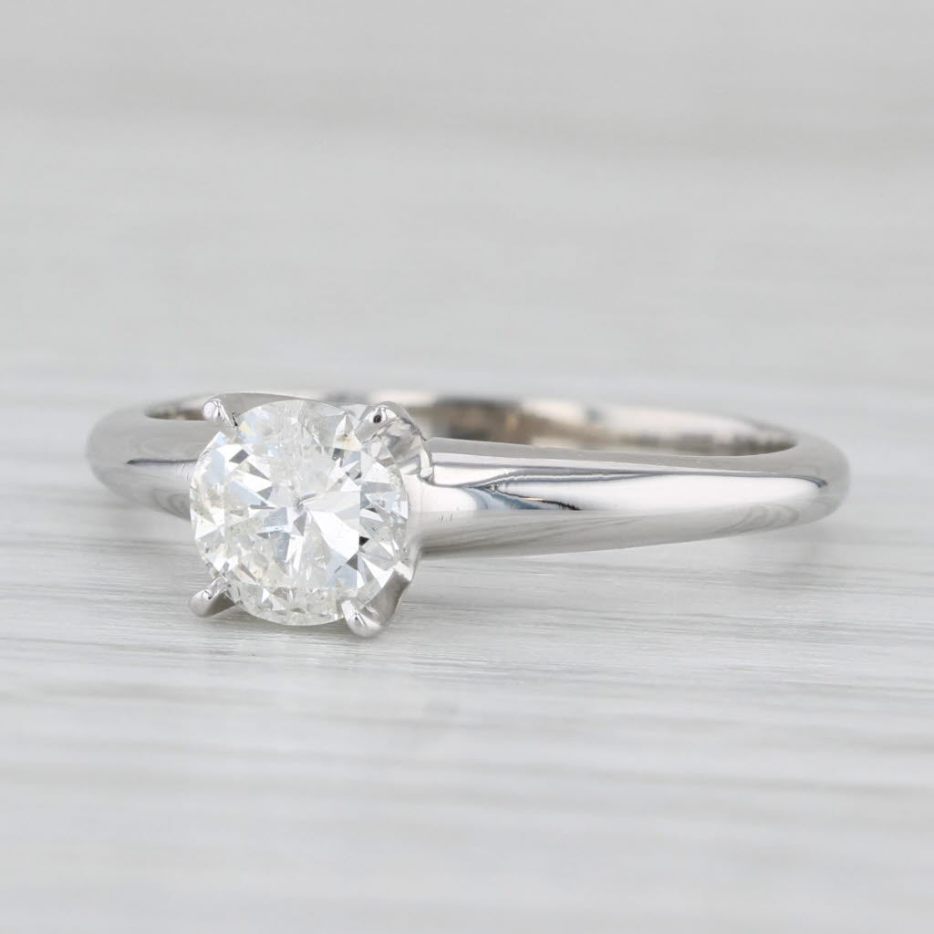 0.64ct Round Solitaire Diamond Engagement Ring 14k White Gold Size 6.75