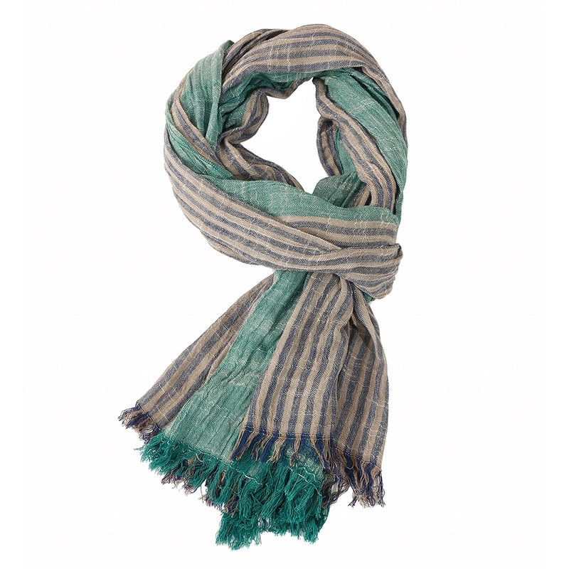 Men's Scarf Spring And Summer Pinstripe Scarf Navy Color Matching Yarn-dyed Thin Casual Men's Scarf Blue