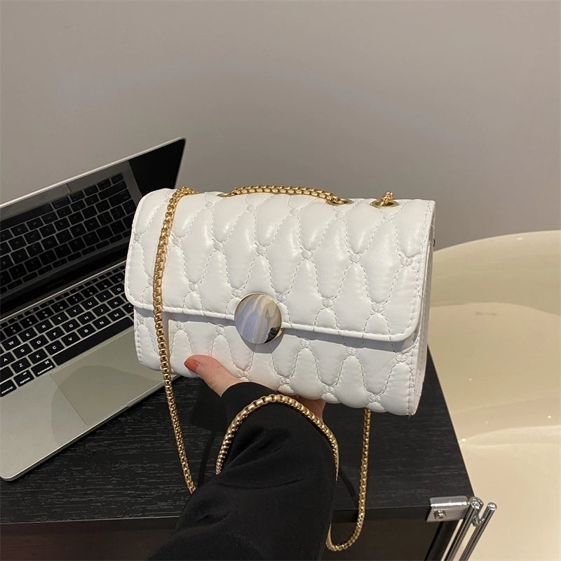 Women's Pu Leather Solid Color Basic Flip Cover Shoulder Bag Crossbody Bag