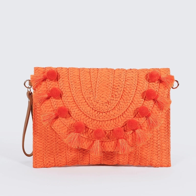 Women's Straw Solid Color Streetwear Square Magnetic Buckle Crossbody Bag