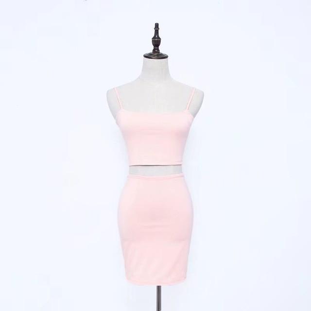 Cropped Top And Slim Mini Skirt Set