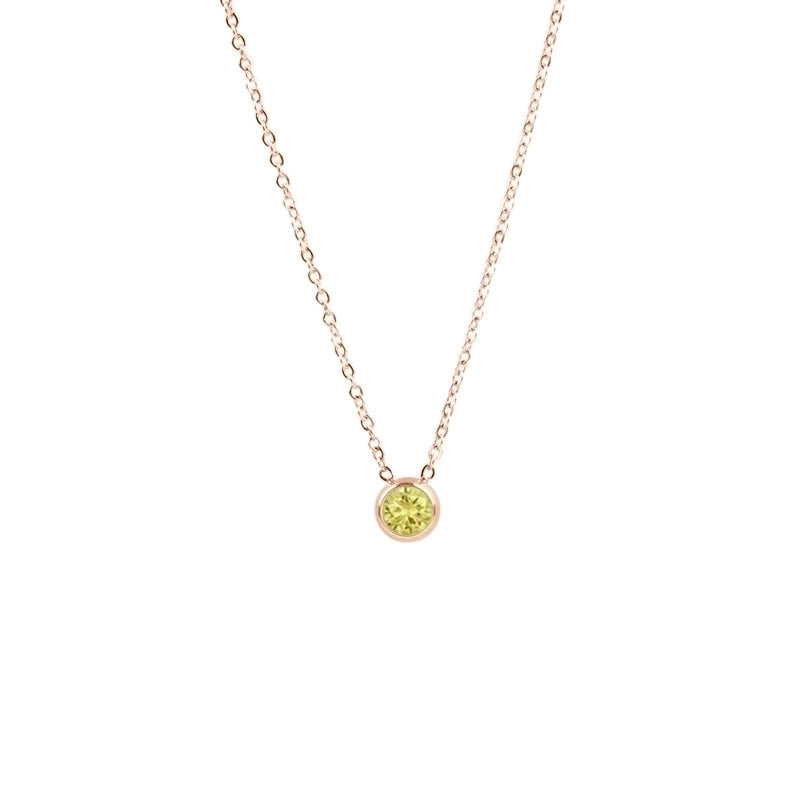 1 Piece Lady Round Stainless Steel Titanium Steel 18k Gold Plated Zircon Pendant Necklace