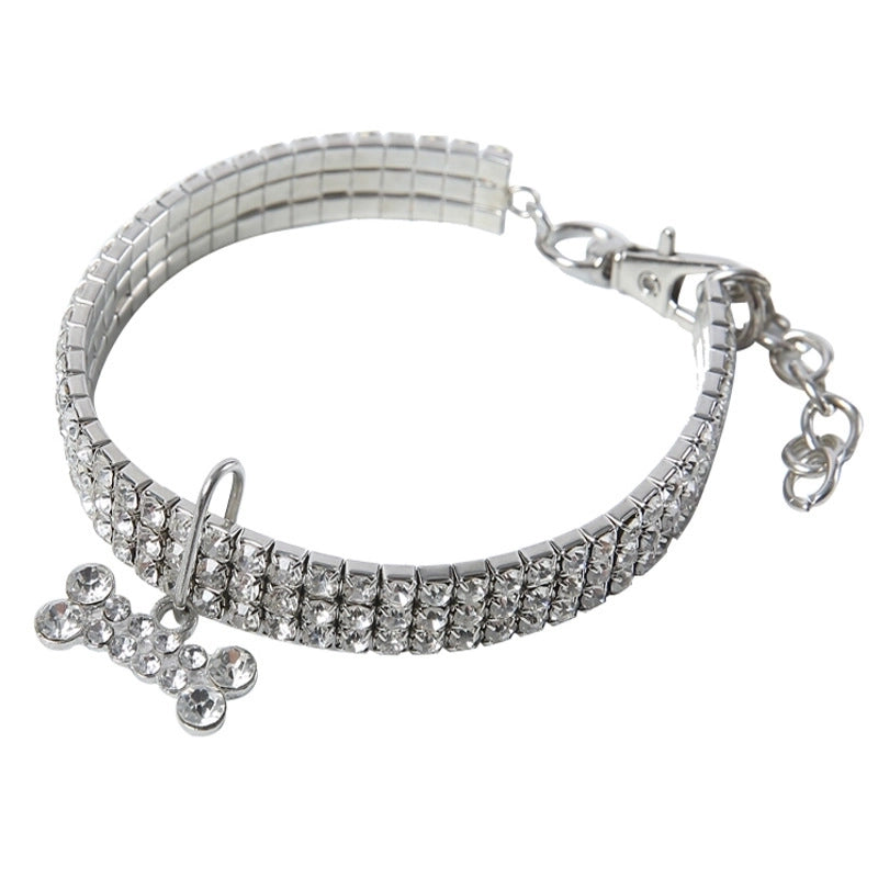 Rhinestone Solid Color Unforgettable Diamond Pet Collar 1 Piece