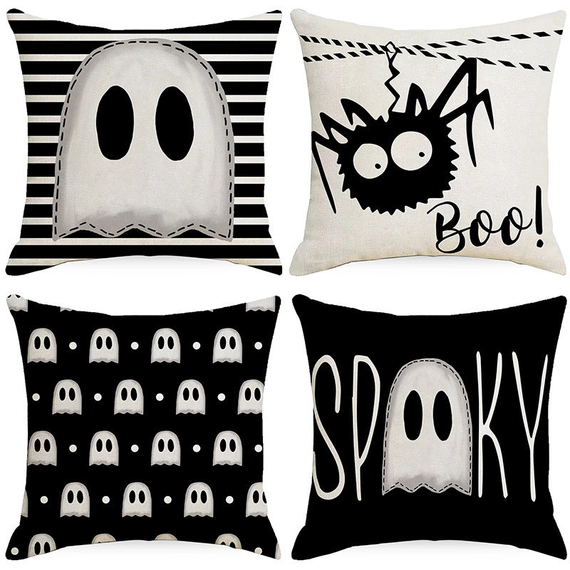 Halloween Minimalist Letter Spider Ghost Linen Pillow Cases Couch & Sofa Decor