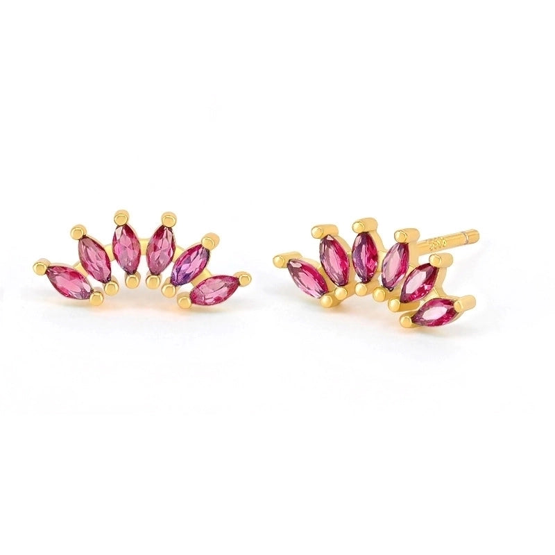 Minimalist Leaf Square Water Droplets Copper Ear Studs Plating Inlay Zircon Copper Earrings